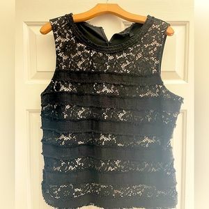 J. Crew black lace top. Some stretch. Worn minimally.